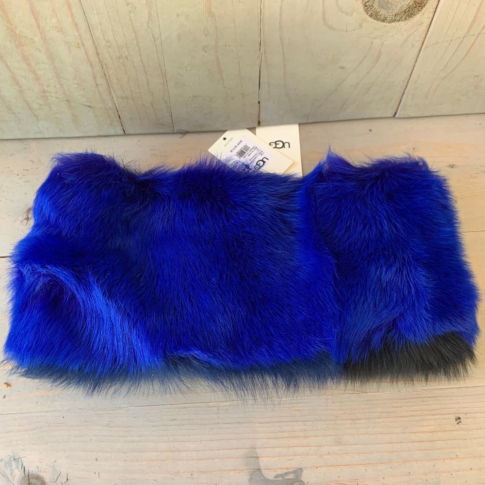 UGG Blue and Black Fur Scarf